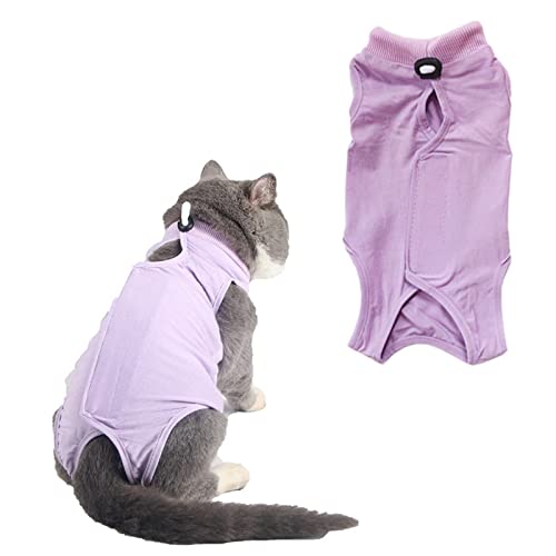 HACRAHO Recovery Suit for Cat, 1 Pack Purple Breathable Cat Clothing Cat Recovery Suit Pet Surgical Recovery Vest Shirt for Cats,M von HACRAHO