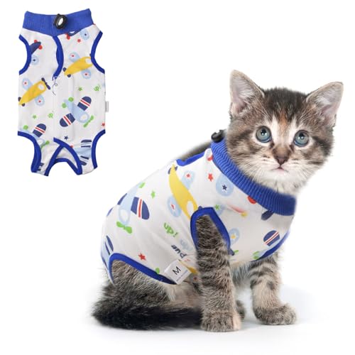 HACRAHO Genesungsanzug für Katze, 1 Stück Katzen-Chirurgie-Schutzshirt mit Kordelzug, atmungsaktiv, Katzenwund-Chirurgie, Erholung für Katzen und Welpen, M von HACRAHO