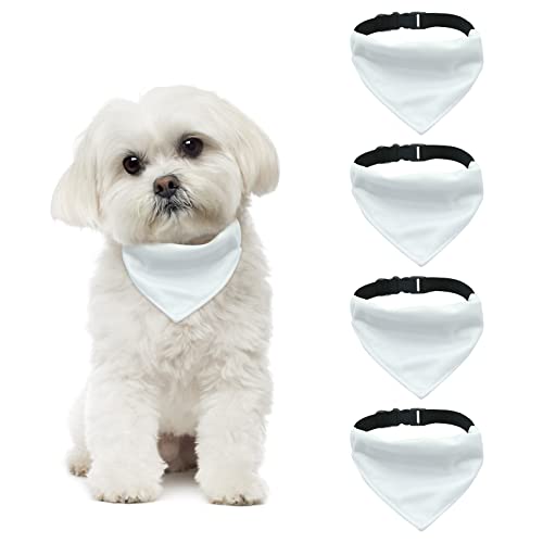 HACRAHO Hundehalstuch, 4 Stück, blanko DIY-Haustier-Dreieck-Schal, verstellbare Sublimation, doppelseitige Hundehalstücher mit D-Ring für Hunde, M von HACRAHO