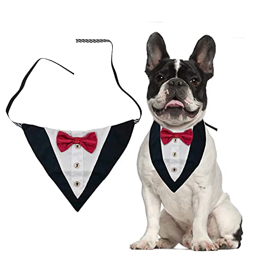 HACRAHO Hunde-Smoking-Halsband, 1 Stück, formelles Hunde-Smoking, Bandana, Halsband mit Fliege, verstellbar, Haustier-Smoking-Halstuch für Hochzeit, Party, für Haustiere, Hunde, Katzen, Rot HACRAHO Hunde-Smoking-Halsband, 1 Stück, formelles Hunde-Smoking, Bandana, Halsband mit Fliege, verstellbar, Haustier-Smoking-Halstuch für Hochzeit, Party, für Haustiere, Hunde, Katzen, Rot von HACRAHO