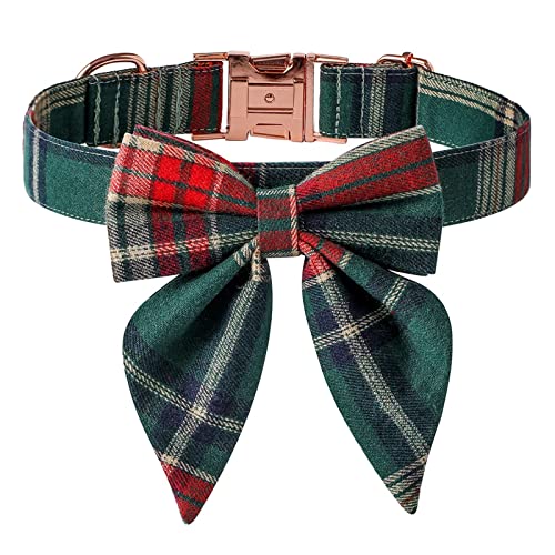 HACRAHO Hundehalsband mit Schleife, 1 Packung Hundehalsband mit abnehmbarer Fliege, kariertes Hundehalsband mit Metallschnalle und abnehmbarer Schleife für kleine, mittelgroße und große Hunde, Grün HACRAHO Hundehalsband mit Schleife, 1 Packung Hundehalsband mit abnehmbarer Fliege, kariertes Hundehalsband mit Metallschnalle und abnehmbarer Schleife für kleine, mittelgroße und große Hunde, Grün von HACRAHO