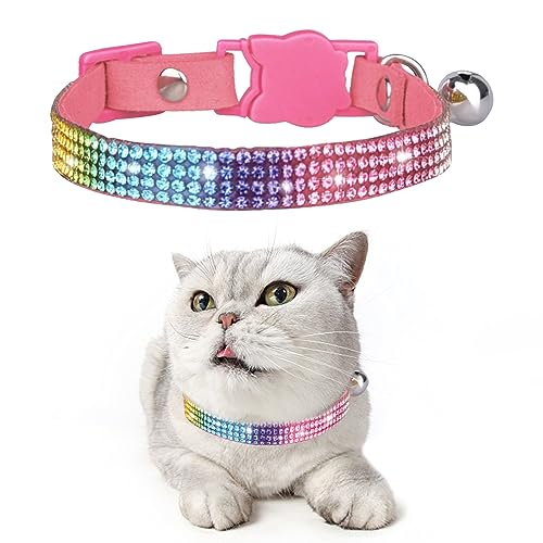 HACRAHO Kristall Katzenhalsband, 1 Stück Hundehalsband mit Bling Strass Verstellbares Samt Hundehalsband Funkelndes Welpenhalsband, Rosa von HACRAHO