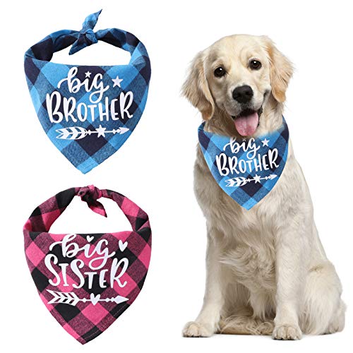 HACRAHO Kariertes Halstuch für Hunde, 2 PCS Triangle Lätzchen Schal Schwangerschaftsankündigung Dog Bandana für kleine mittelgroße Hunde von HACRAHO