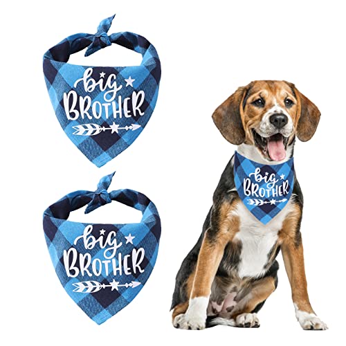 HACRAHO Plaid Hundehalstuch, 2 Stück Schwangerschaftsankündigung, Hundehalstuch, verstellbar Plaid Pet Bandana Schal für kleine, mittelgroße Hunde von HACRAHO