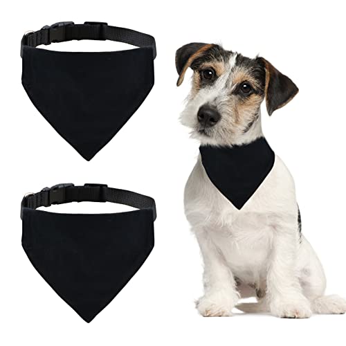 HACRAHO Sublimation Hund Bandanas, 2 Stück Schwarz Hund Sublimate Bandana mit Freigabe Schnalle Blank Hundehalstuch Bandanas mit Halsband für mittelgroße große Hunde, L von HACRAHO