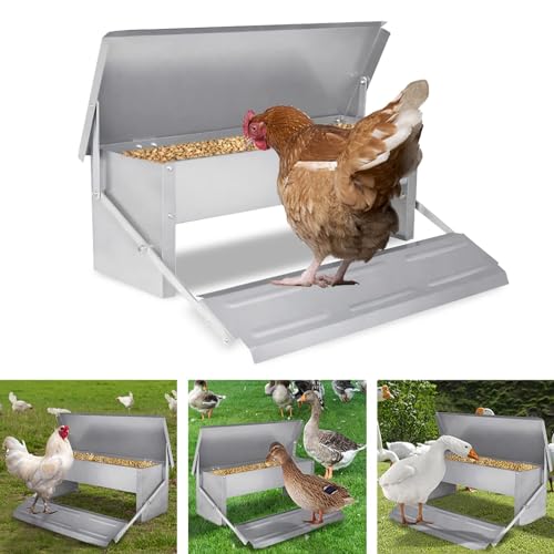 Automatischer Hühnerfutterautomat - Wasserdichter, selbstöffnender Futterautomat mit Pedal for bis zu 5 kg, for Geflügel, Hühner, Bauernhöfe und Enten von HACSYP