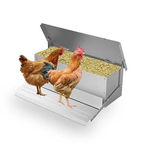 Automatischer Hühnerfutterspender - wasserdichte und nagetiersichere Geflügelabdeckung - mit wetterfestem Deckel for Freilandgeflügel und Enten, 5 kg von HACSYP