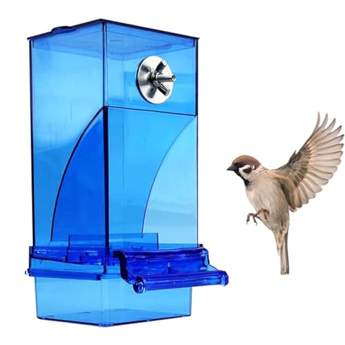 Automatic Bird Feeder, Transparent Acrylic Food Container for Cage, Cage Accessories, Anti Spill Bird Feeder, No Mess Bird Feeder, for Small and Medium Parakeets Lovebirds (Blue) von HADAVAKA