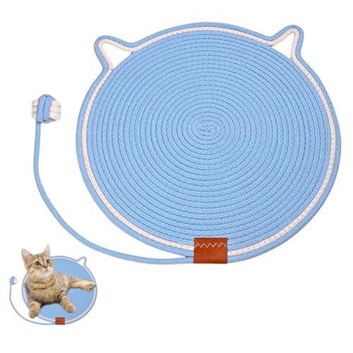 Gewebte Katzenmatte, Für Katzen Im Haus, Vier Jahreszeiten Universal Hundeschlafkratzmatte, Kratzmatte Katzen, Katzenkratzmatte Baumwollseil Katzenkratzmatte (Blue,42 * 42cm) von HADAVAKA