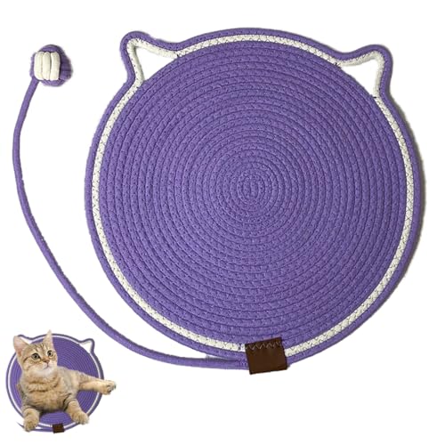 Gewebte Katzenmatte, Für Katzen Im Haus, Vier Jahreszeiten Universal Hundeschlafkratzmatte, Kratzmatte Katzen, Katzenkratzmatte Baumwollseil Katzenkratzmatte (Purple,42 * 42cm) von HADAVAKA