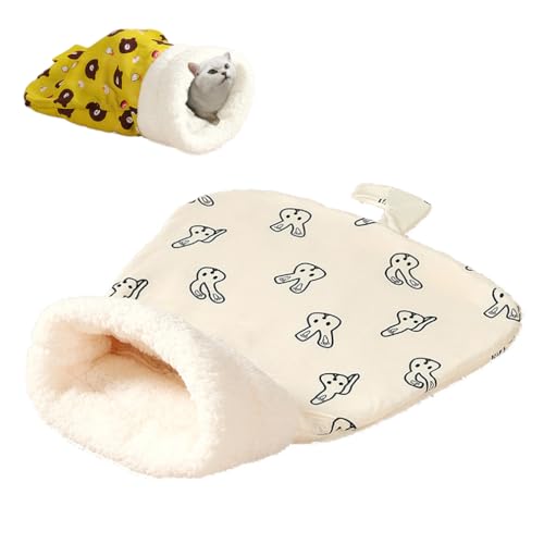 HADAVAKA Cat Sleeping Bag, Soft Plush Warm Pet Sleeping Bag for Indoor Cats Warm Semienclosed Soft Plush Pet Sleep Bags, Cat Hideaways Pet Snuggle Sack for Kitten Puppy, for Cats Up to 7kg (Beige) von HADAVAKA