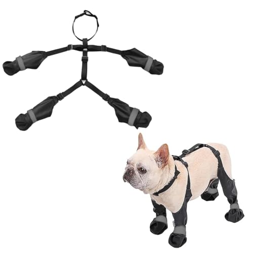 HADAVAKA Dog Suspender Booties, wasserdichte rutschfeste Hundeschuhe Für Alle Jahreszeiten Mit Reflektierendem Streifen, Verstellbare Suspenderboots, Hundeleggings Mit Hilfsriemen (2XL) von HADAVAKA