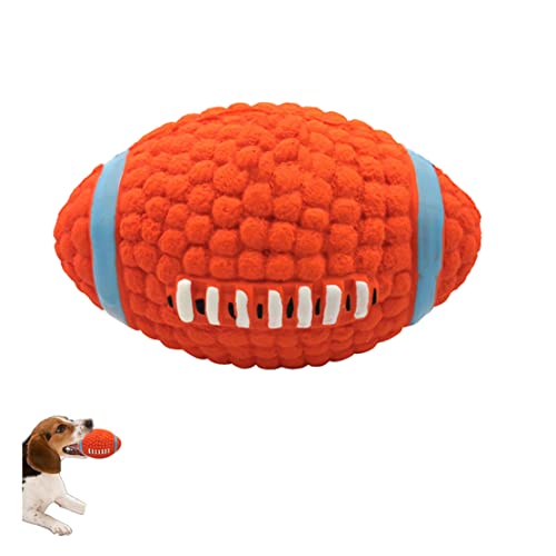 HADAVAKA Hundespielzeug Ball, Quietschende Latex Gummi Hundespielzeug Bälle, Bissfeste Zähne Trainingsspielzeug Für Hunde, Interaktives Hundespielzeug, Für Alle Hunde Interaktives Spiel (Rugby) von HADAVAKA