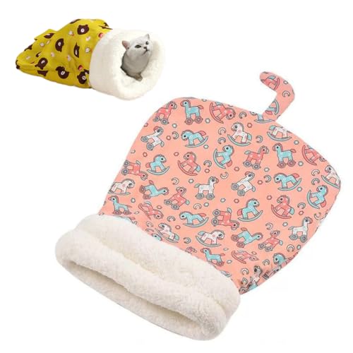 HADAVAKA Katzenschlafsack, Weicher Plüsch Warmer Haustierschlafsack Für Wohnungskatzen, Warmer Halbgeschlossener Weicher Plüsch Haustierschlafsack, Katzenverstecke Haustier Kuschelsack (Pink) von HADAVAKA