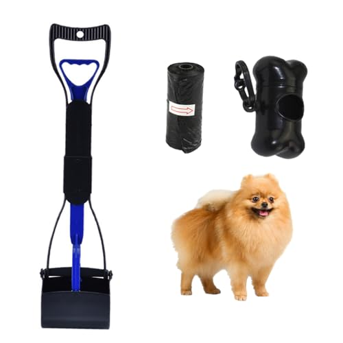 HADAVAKA Pet Pooper Scooper, Hundekot Schaufel Pickup-entferner, Leichter Und Kompakter Hundekot-Picker, Mit Abfallbeutel Dispenser, Für Spaziergänge Garten Hund Poop Abfall Pick Up Rake (L) von HADAVAKA