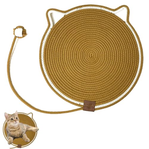 HADAVAKA Woven Cat Pads, Scratching Pads for Indoor Cats, Four Seasons Universal Dog Sleeping Scratching Mat, Scratching Pads Cat, Cat Scratching Mat Cotton Rope Cat Scratching Pad (Brown,42 * 42cm) von HADAVAKA