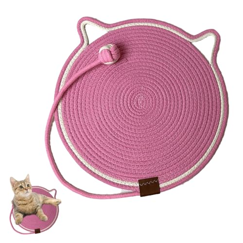 HADAVAKA Woven Cat Pads, Scratching Pads for Indoor Cats, Four Seasons Universal Dog Sleeping Scratching Mat, Scratching Pads Cat, Cat Scratching Mat Cotton Rope Cat Scratching Pad (Pink,42 * 42cm) von HADAVAKA