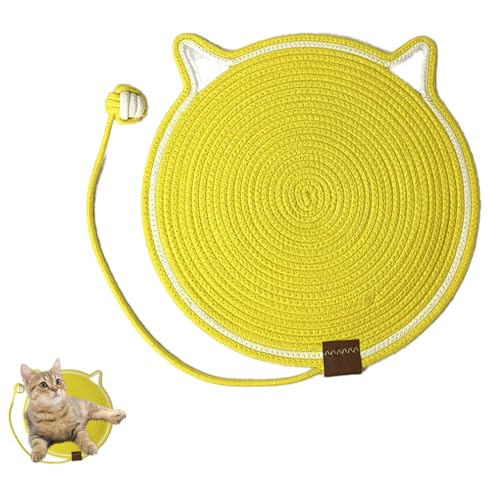 HADAVAKA Woven Cat Pads, Scratching Pads for Indoor Cats, Four Seasons Universal Dog Sleeping Scratching Mat, Scratching Pads Cat, Cat Scratching Mat Cotton Rope Cat Scratching Pad (Yellow,42 * 42cm) von HADAVAKA