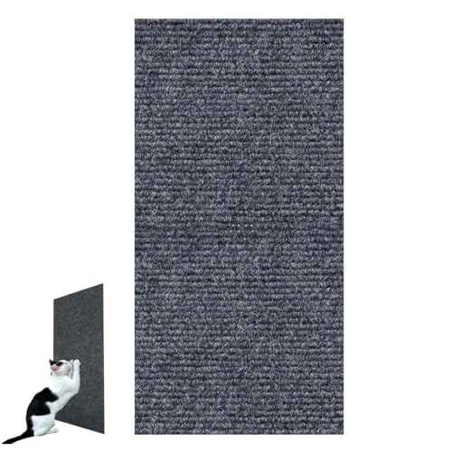 Wall Sticker Cat Scratching Mat, Trimmable Self-Adhesive Carpet Cats Mat Pad, Floor Protector Carpet Scratch Stopper, Stick On Floor and Wall, Hardwearing Cat Climbing Mat (L,Dark Grey) von HADAVAKA