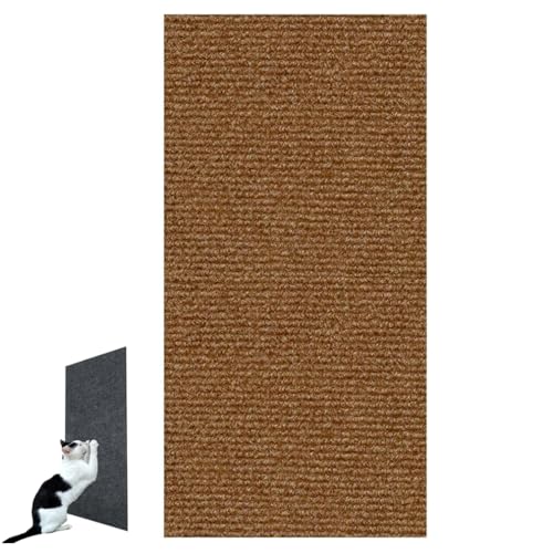 Wandaufkleber Katze Scralching Matte Trimmbarer Selbstklebender Teppich-katzenmattenmatten-pad Bodenschutzmodell-kratzstopper Stab Auf Boden Und Wand Fleißige Katzenklettermatte (L,Brown) von HADAVAKA