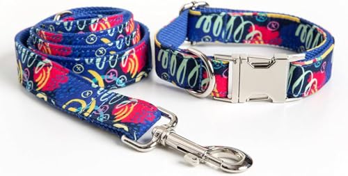 Das Comfort-Hundehalsband, Hundehalsband und Leine-Set, Hundeleine mit O-Ring-Griff, weich und leicht zu reinigen, verstellbares Hundehalsband mit Schnellverschluss-Schnalle for kleine, mittelgroße un von HAFEISI