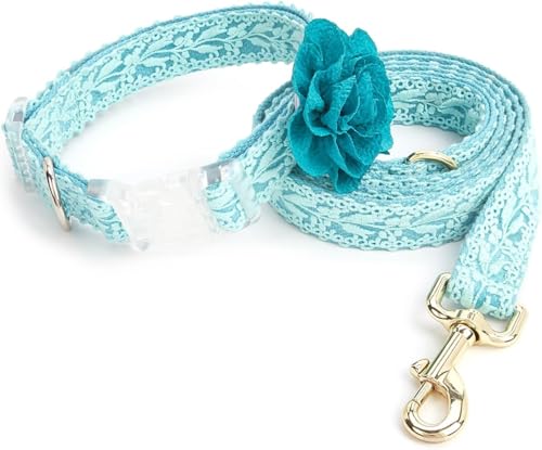 Die Komfort-Hundehalsbänder, Spitzen-Hundehalsband und Leine-Set, Baumwoll-Welpenhalsband, handgefertigtes besticktes Hundehalsband mit Blume, verstellbares großes Hundehalsband, modisches mittelgroße von HAFEISI