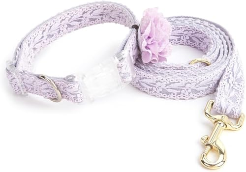 Die Komfort-Hundehalsbänder, Spitzen-Hundehalsband und Leine-Set, Baumwoll-Welpenhalsband, handgefertigtes besticktes Hundehalsband mit Blume, verstellbares großes Hundehalsband, modisches mittelgroße von HAFEISI