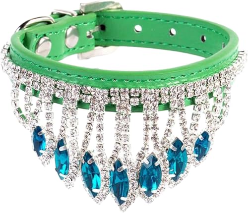 Die Komfort-Hundehalsbänder, glänzendes Diamant-Hundehalsband, Strass-Kristall-Katzenhalsband mit glitzerndem Anhänger, PU-Leder, verstellbares, weiches Haustierhalsband, Halsdekorationshalsband for k von HAFEISI