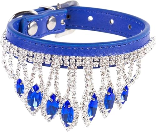 Die Komfort-Hundehalsbänder, glänzendes Diamant-Hundehalsband, Strass-Kristall-Katzenhalsband mit glitzerndem Anhänger, PU-Leder, verstellbares, weiches Haustierhalsband, Halsdekorationshalsband for k von HAFEISI