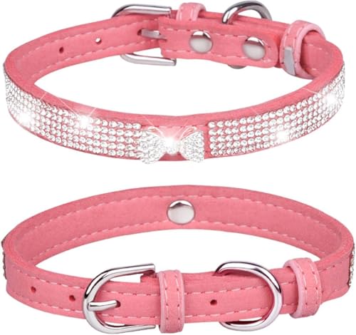 Die Komfort-Hundehalsbänder, süßes Bling-Hundehalsband mit glänzender Schleife for Mädchen und Jungen, personalisiertes Hundehalsband mit Strasssteinen for kleine, mittelgroße und große Welpen und Kät von HAFEISI