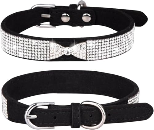 Die Komfort-Hundehalsbänder, süßes Bling-Hundehalsband mit glänzender Schleife for Mädchen und Jungen, personalisiertes Hundehalsband mit Strasssteinen for kleine, mittelgroße und große Welpen und Kät von HAFEISI