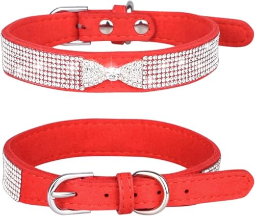 Die Komfort-Hundehalsbänder, süßes Bling-Hundehalsband mit glänzender Schleife for Mädchen und Jungen, personalisiertes Hundehalsband mit Strasssteinen for kleine, mittelgroße und große Welpen und Kät von HAFEISI