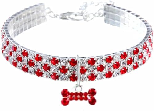 Die komfortablen Hundehalsbänder, Bling-Strass-Hundehalsbänder, verstellbares Katzen-Hundehalsband mit Diamant-Glitzer-Anhänger, Hundehalsbänder, Haustier-Halskette for kleine, mittelgroße und große H von HAFEISI