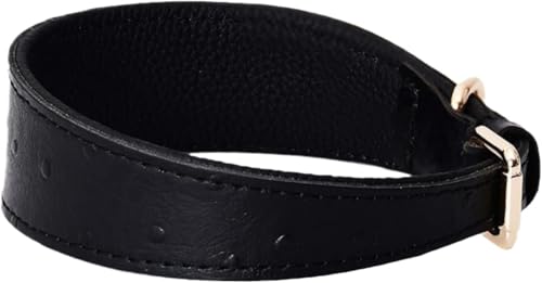 Die komfortablen Hundehalsbänder, Hundehalsband aus echtem Leder, Robustes Hundehalsband, einzigartiges Design und bequem for große, mittelgroße und kleine Hunde(Black,L) von HAFEISI