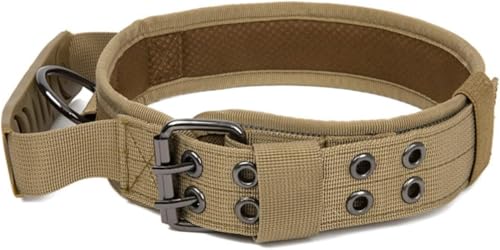 Die komfortablen Hundehalsbänder, langlebiges taktisches Hundehalsband, personalisiertes Militär-Hundehalsband, breites Hundehalsband mit Kontrollgriff for mittelgroße und große Hunde(Brown,L) von HAFEISI