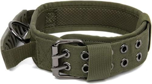 Die komfortablen Hundehalsbänder, langlebiges taktisches Hundehalsband, personalisiertes Militär-Hundehalsband, breites Hundehalsband mit Kontrollgriff for mittelgroße und große Hunde(Green,M) von HAFEISI