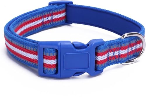 Die komfortablen Hundehalsbänder, taktisches Hundehalsband, niedliches reflektierendes Hundehalsband, langlebiges, breites Hundehalsband mit Sicherheitsverschluss for Hunde jeder Rasse(Dark Blue,XL) von HAFEISI