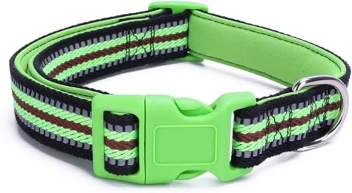 Die komfortablen Hundehalsbänder, taktisches Hundehalsband, niedliches reflektierendes Hundehalsband, langlebiges, breites Hundehalsband mit Sicherheitsverschluss for Hunde jeder Rasse(Green,L) von HAFEISI