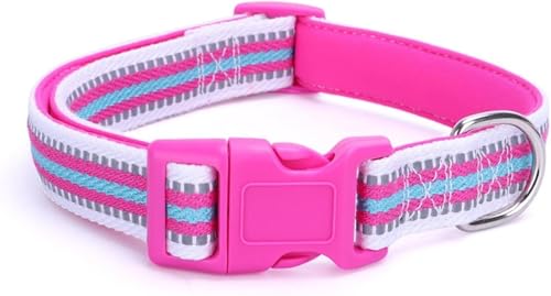 Die komfortablen Hundehalsbänder, taktisches Hundehalsband, niedliches reflektierendes Hundehalsband, langlebiges, breites Hundehalsband mit Sicherheitsverschluss for Hunde jeder Rasse(Pink,L) von HAFEISI