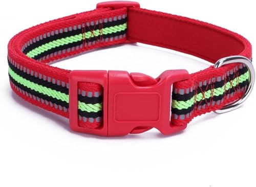 Die komfortablen Hundehalsbänder, taktisches Hundehalsband, niedliches reflektierendes Hundehalsband, langlebiges, breites Hundehalsband mit Sicherheitsverschluss for Hunde jeder Rasse(Red,XL) von HAFEISI