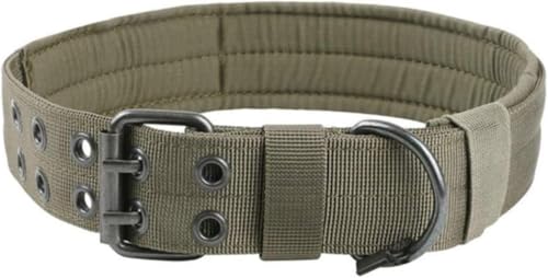 Die komfortablen Hundehalsbänder, taktisches Nylon-Hundehalsband for mittlere und große Hunde, Robustes Hundehalsband, Dickes Hundehalsband, langlebige Trainingshalsbänder(Army Green,L) von HAFEISI