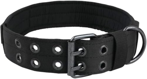 Die komfortablen Hundehalsbänder, taktisches Nylon-Hundehalsband for mittlere und große Hunde, Robustes Hundehalsband, Dickes Hundehalsband, langlebige Trainingshalsbänder(Black,XL) von HAFEISI