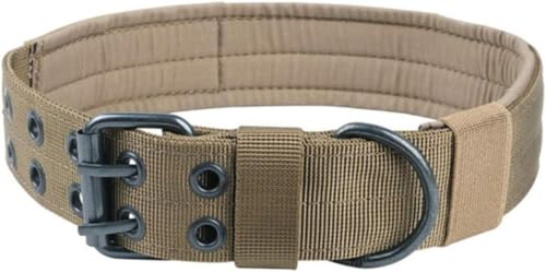 Die komfortablen Hundehalsbänder, taktisches Nylon-Hundehalsband for mittlere und große Hunde, Robustes Hundehalsband, Dickes Hundehalsband, langlebige Trainingshalsbänder(Khaki,XL) von HAFEISI