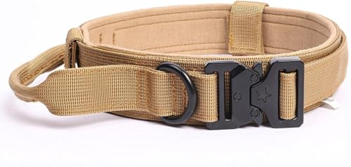 Die komfortablen Hundehalsbänder, taktisches Nylon-Hundehalsband mit Griff, Robustes Hundehalsband mit Metallschnalle, einfache Kontrolle for mittelgroße und große Hunde(Brown,XL) von HAFEISI