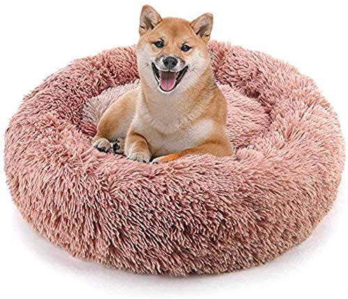HAFEISI Kleines Haustierbett, Haustierbett, Hundebett, Katzenhöhle, Hundesofa, orthopädisches Bett for kleine, mittelgroße und große Hunde, donutförmige Haustiere.(Pink,100) von HAFEISI