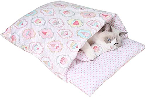 HAFEISI Kleines Haustierbett, Hundehöhle, kleine Hunde, Katzenhöhle, Kätzchenbett, bequemes Hundebett, Hundeschlafsäcke, Plüsch-Hundebett, kleines Katzenbett, Flauschiges Katzenbett(Pink,30x45CM) von HAFEISI