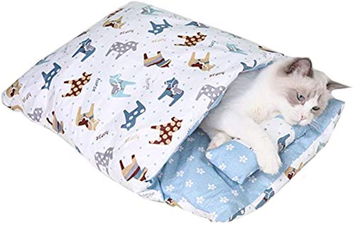 HAFEISI Kleines Haustierbett, Hundehöhle, kleine Hunde, Katzenhöhle, Kätzchenbett, bequemes Hundebett, Hundeschlafsäcke, Plüsch-Hundebett, kleines Katzenbett, Flauschiges Katzenbett(Blue,30x45CM) von HAFEISI