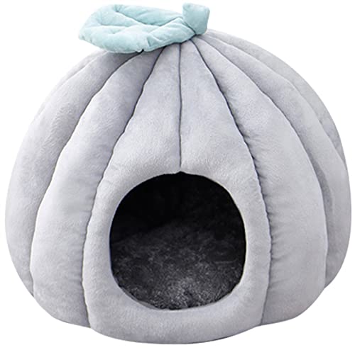 Kleines Haustierbett, Tiefschlafsack, warmes Iglu-Katzenhöhlenbett mit Kapuze im Winter, Donut-Hundebett, Zwinger, Kuscheltier for kleine und mittelgroße Katzen, Hunde, Welpen, Kaninchen(Gray,43x43x36 von HAFEISI