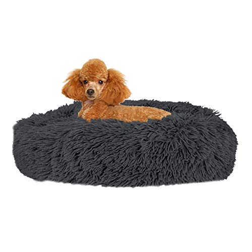 Kleines Haustierbett, luxuriöses Hundebett, orthopädisch, bequemes Donut-Kuschelkissen for Hunde, weiche, warme Zwingermatten, wasserdichtes Haustierbett for große, extra große Hunde,(Gray,Diameter:10 von HAFEISI