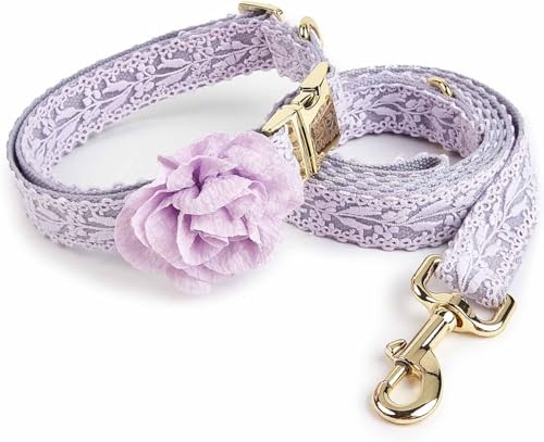 The Comfort Hundehalsbänder, Hochzeitshalsband und Leine for Hunde, Baumwoll-Hundehalsband, schickes Haustierhalsband, modisches großes Hundehalsband mit Schleife und Metallschnalle, verstellbares mit von HAFEISI